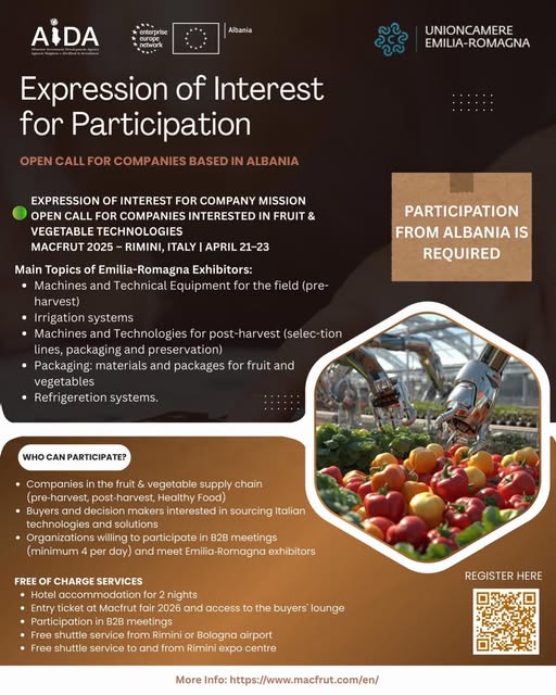 Shprehje Interesi për Partneritet – MACFRUT Rimini 2025